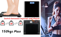 EXZACT High Precision Digital Bathroom Scale – Backlit LCD kg/st/lbs, Black