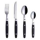 EXZACT Cutlery Set 24pcs Stainless Steel - with Rivet Craft Handles/Retro Style Flatware