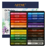 Artme Oil Pastel Paint Sticks 24 Assorted Vibrant Colours for Canvas & Paper