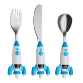 Exzact Childrens Cutlery 3pcs Set Stainless Steel/Kids Flatware (Spaceship)
