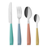 EXZACT Cutlery Set 24pcs Coloured - Stainless Steel with Vibrantly Coloured Plastic Wide Handles