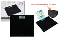 EXZACT Digital Bathroom Scale – 150kg/330lb, Metric & Imperial, Black Glass