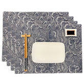 CosyAurora Placemats 30 x 40 cm Navy Blue Ocean Waves for Dining Table, Set of 4