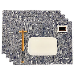CosyAurora Placemats 30 x 40 cm Navy Blue Ocean Waves for Dining Table, Set of 4