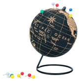 Exerz Cork Globe 14cm Pinnable, English Map, Pins Included, Natural Cork Black