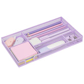 EXERZ Mesh Organiser Tray – Metal Desk Drawer Insert with 9 Compartments (Light Purple)