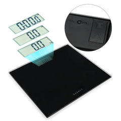 EXZACT Digital Bathroom Scale – 150kg/330lb, Metric & Imperial, Black Glass