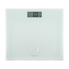 EXZACT Digital Bathroom Scale – 150kg/330lb, Metric & Imperial, White Glass