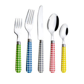 Exzact Cutlery Set 20pcs Stainless Steel - Gingham Coloured Handles