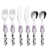 Exzact Children's Cutlery Stainless Steel 6pcs, Kids Toddler Flatware (Cow x 6)