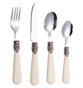 Exzact Cutlery Set Stainless Steel, Vintage Style Antique Cream Handles