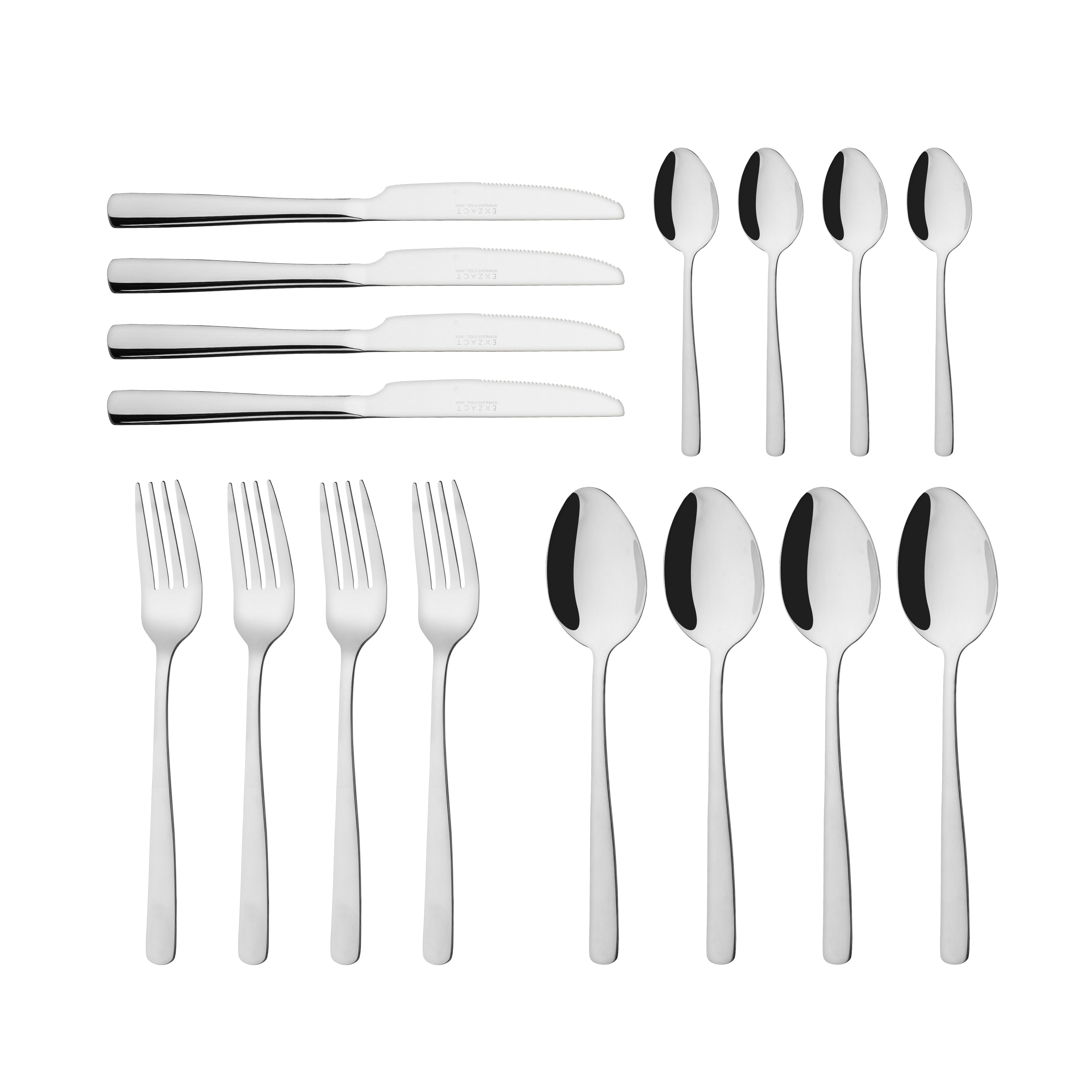 Exzact Cutlery Set – Premium Stainless Steel, Mirror Polished, Dishwasher Safe