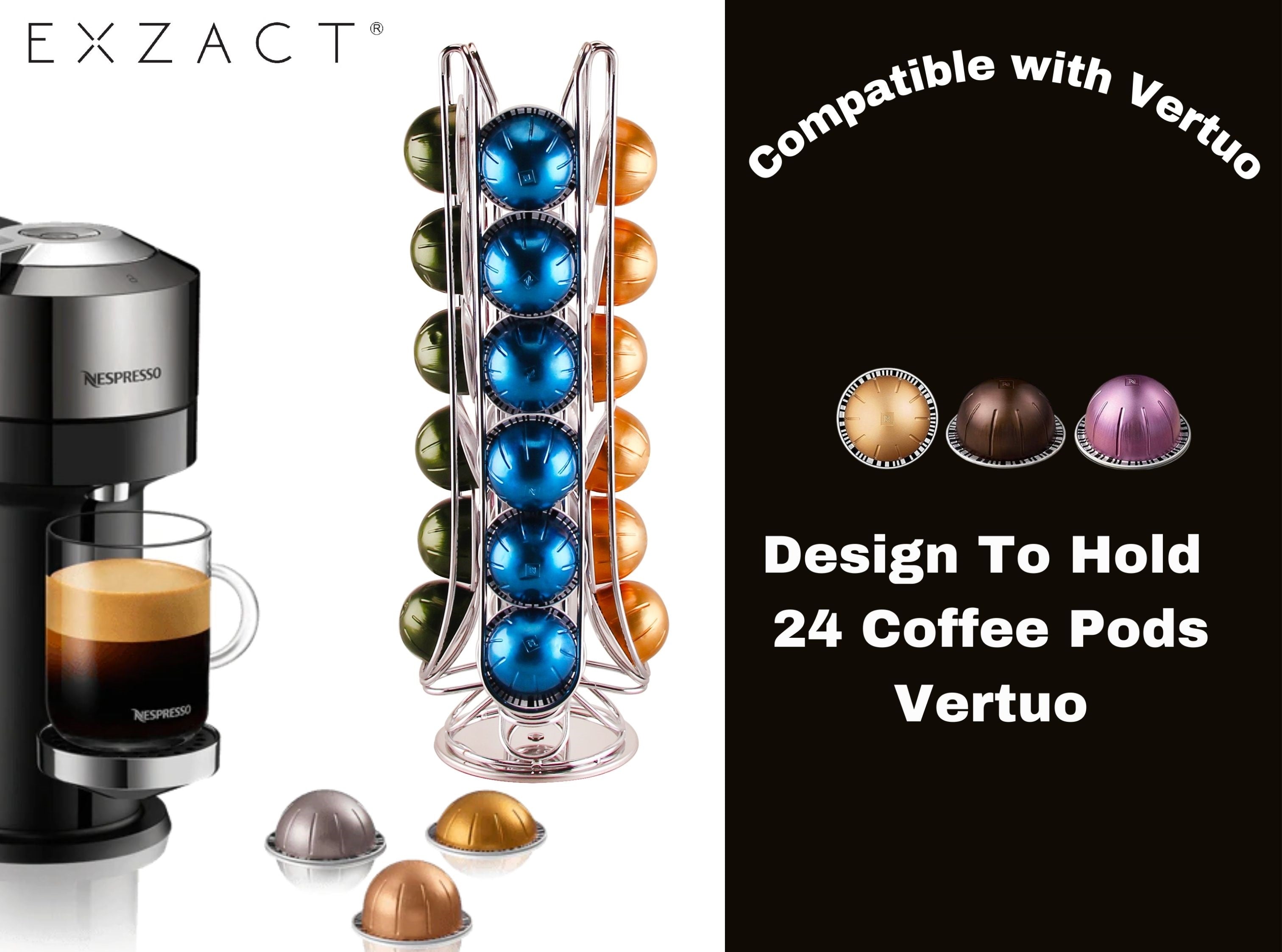 EXZACT Coffee Capsule Holder, Compatible with Vertuo(Capacity 24pcs Pod)