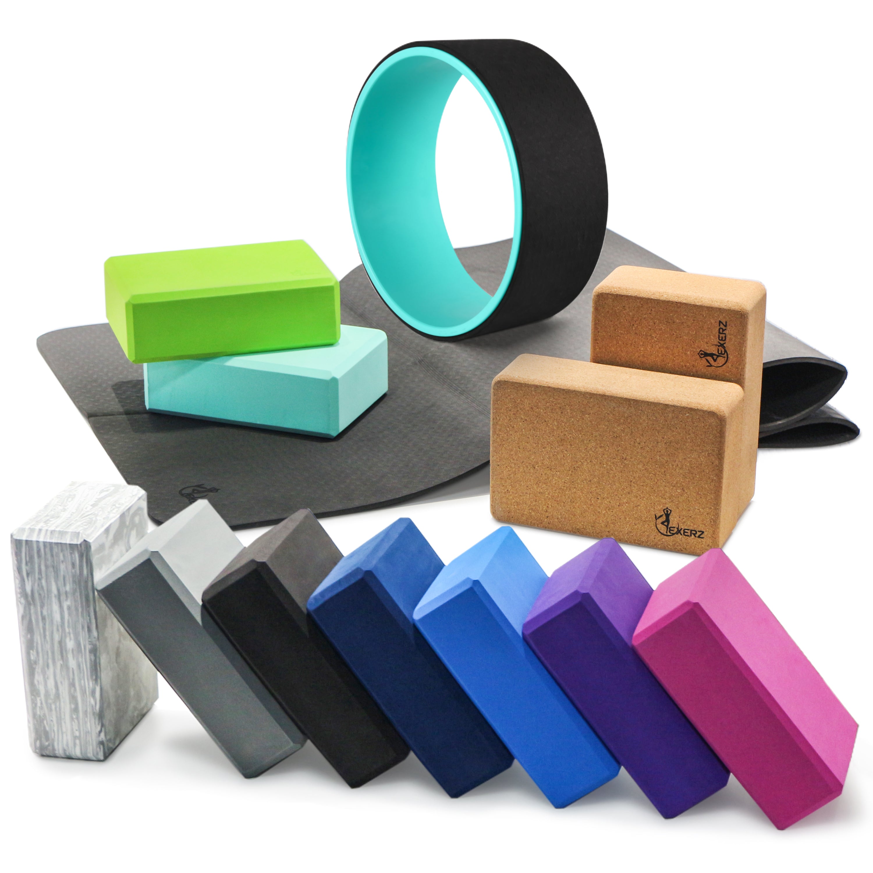 EXERZ Yoga Blocks – 2pcs, Anti-Slip, High Density, Travel-Friendly Pilates Bricks (Lavender)