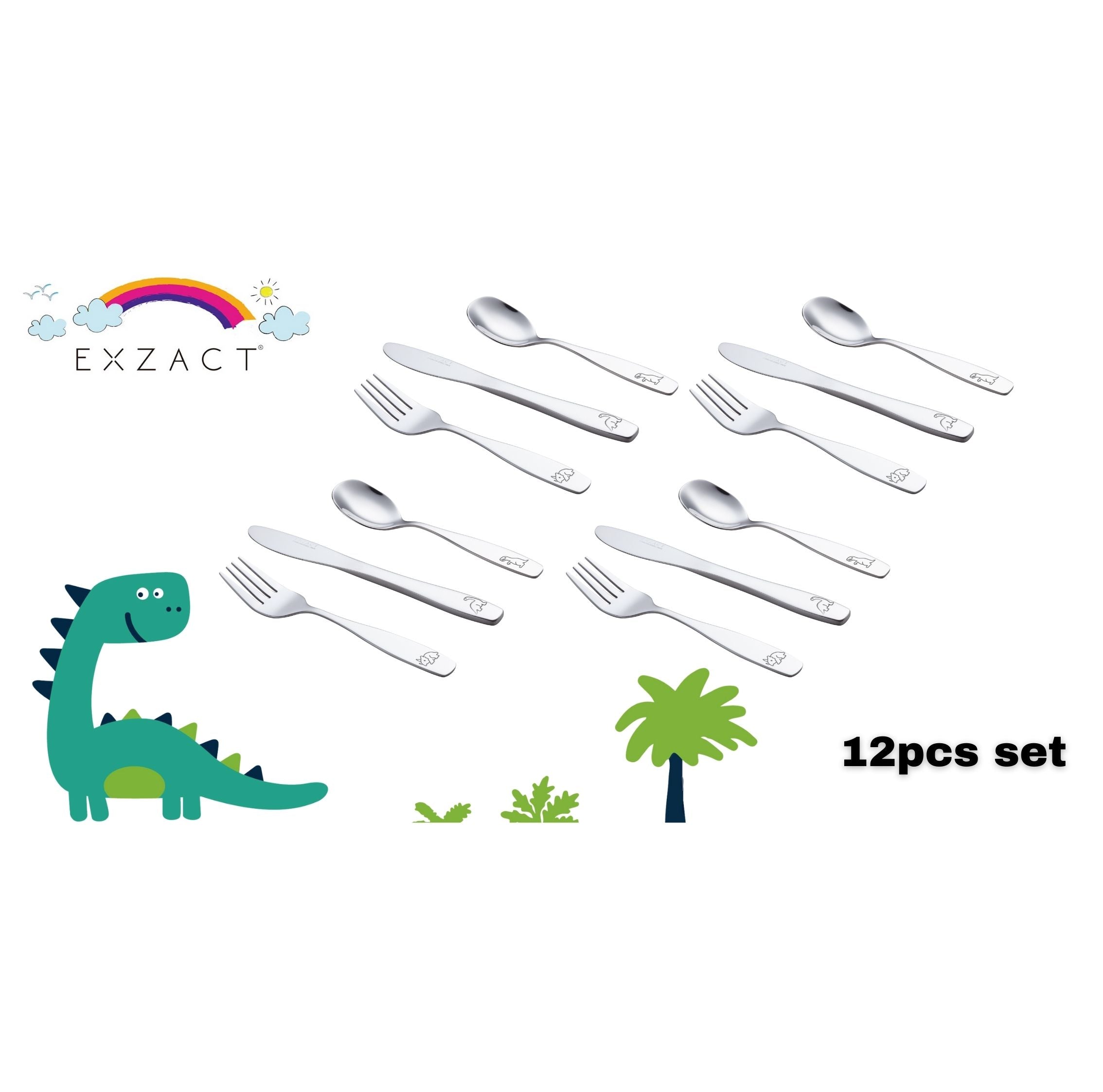 Exzact Children's Cutlery 12pcs Set Stainless Steel/Kids Cutlery