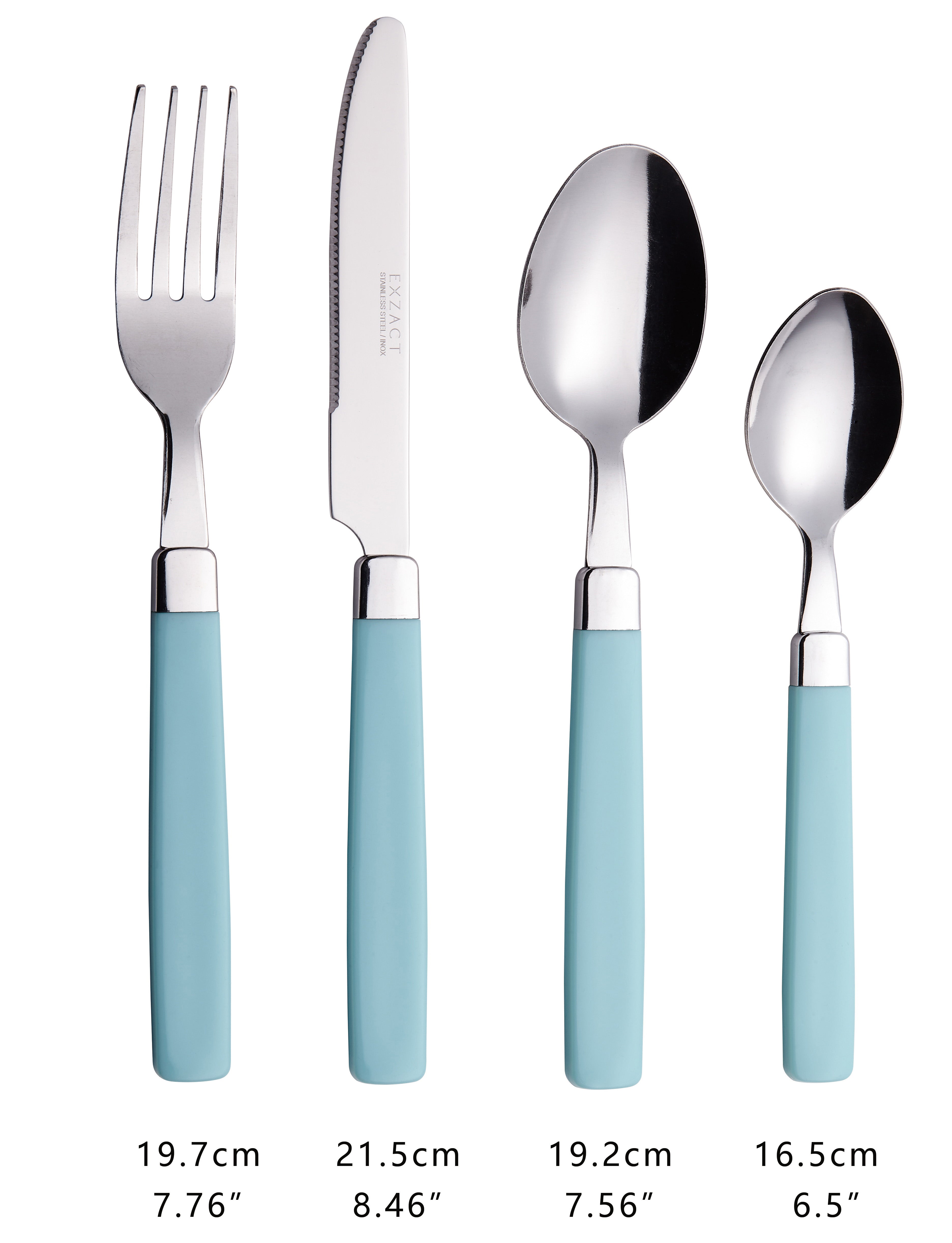 EXZACT Cutlery Set 16pcs Stainless Steel - Coloured Handles - WF23