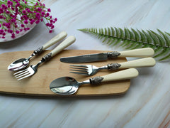 Exzact Cutlery Set 20pcs Antique Cream Handles, Stainless Steel with Ivory