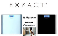 EXZACT High Precision Digital Bathroom Scale – Backlit LCD kg/st/lbs, Black