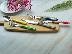 Exzact Cutlery Set 20pcs Stainless Steel - Gingham Coloured Handles