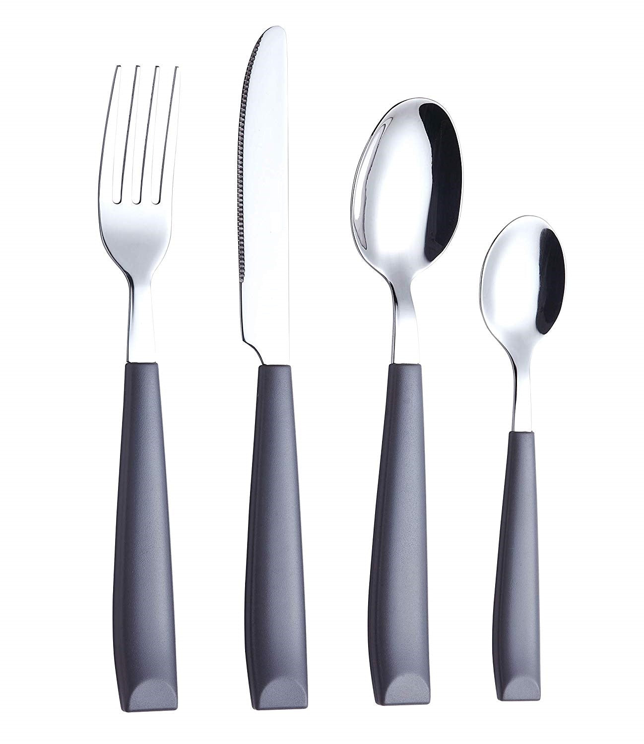 EXZACT Cutlery Set 16PCS - Stainless Steel with Plastic Wide Handles