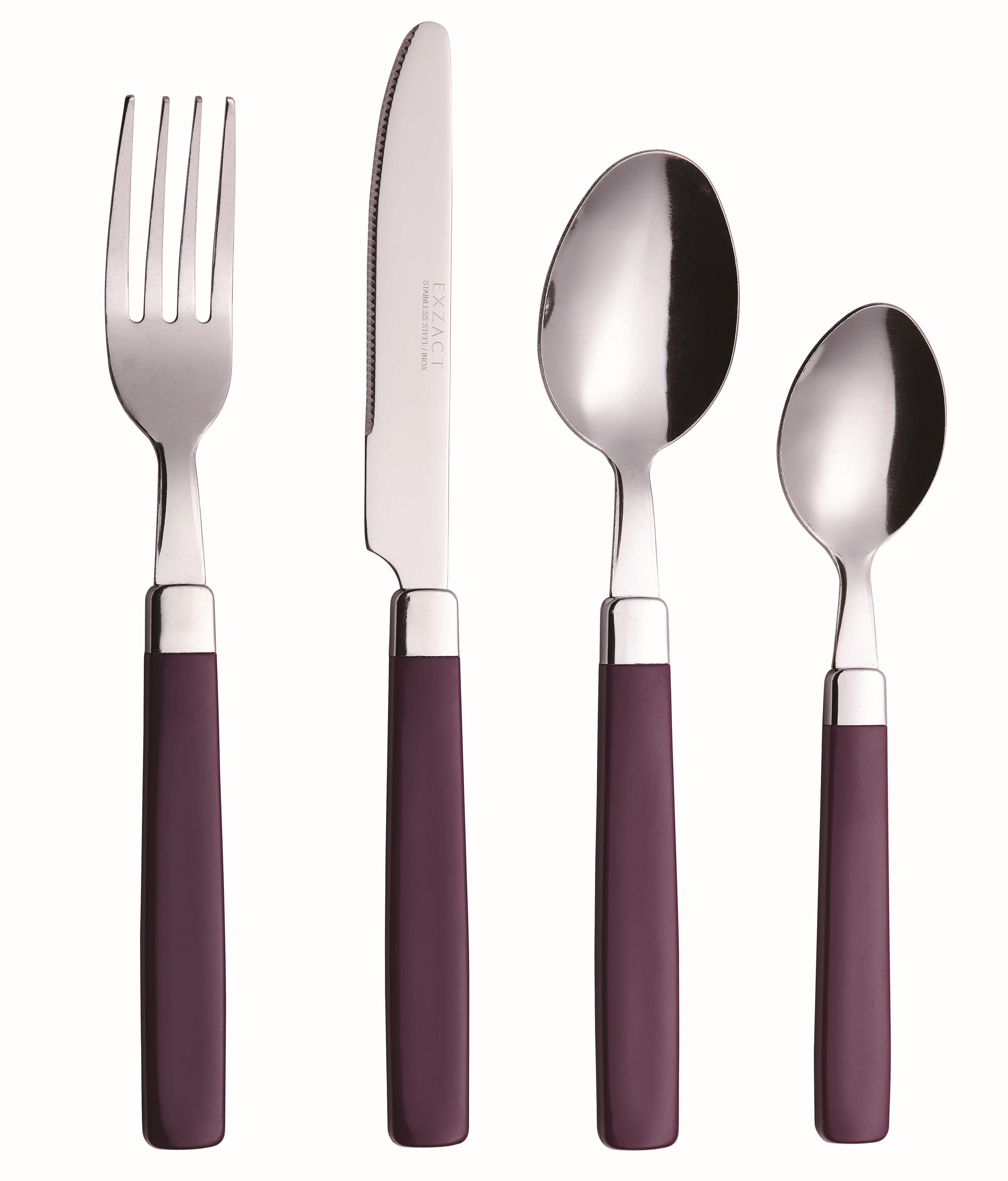 EXZACT Cutlery Set 16pcs Stainless Steel - Coloured Handles - WF23