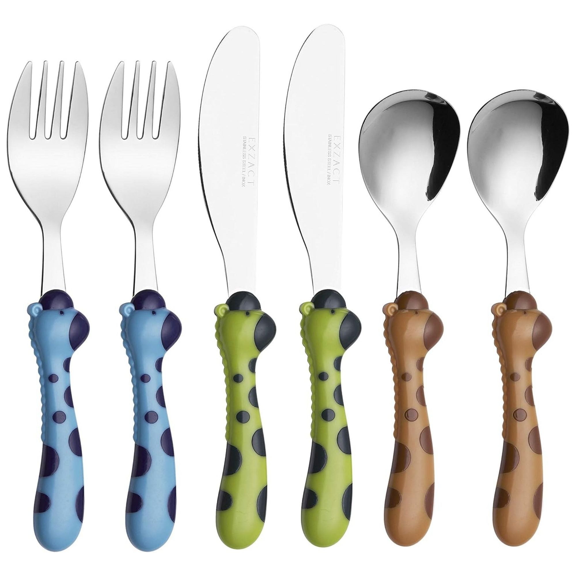 Exzact Children's Cutlery 6pcs Toddler Cutlery/Kids Flatware - Stainless Steel (Giraffe x 6)