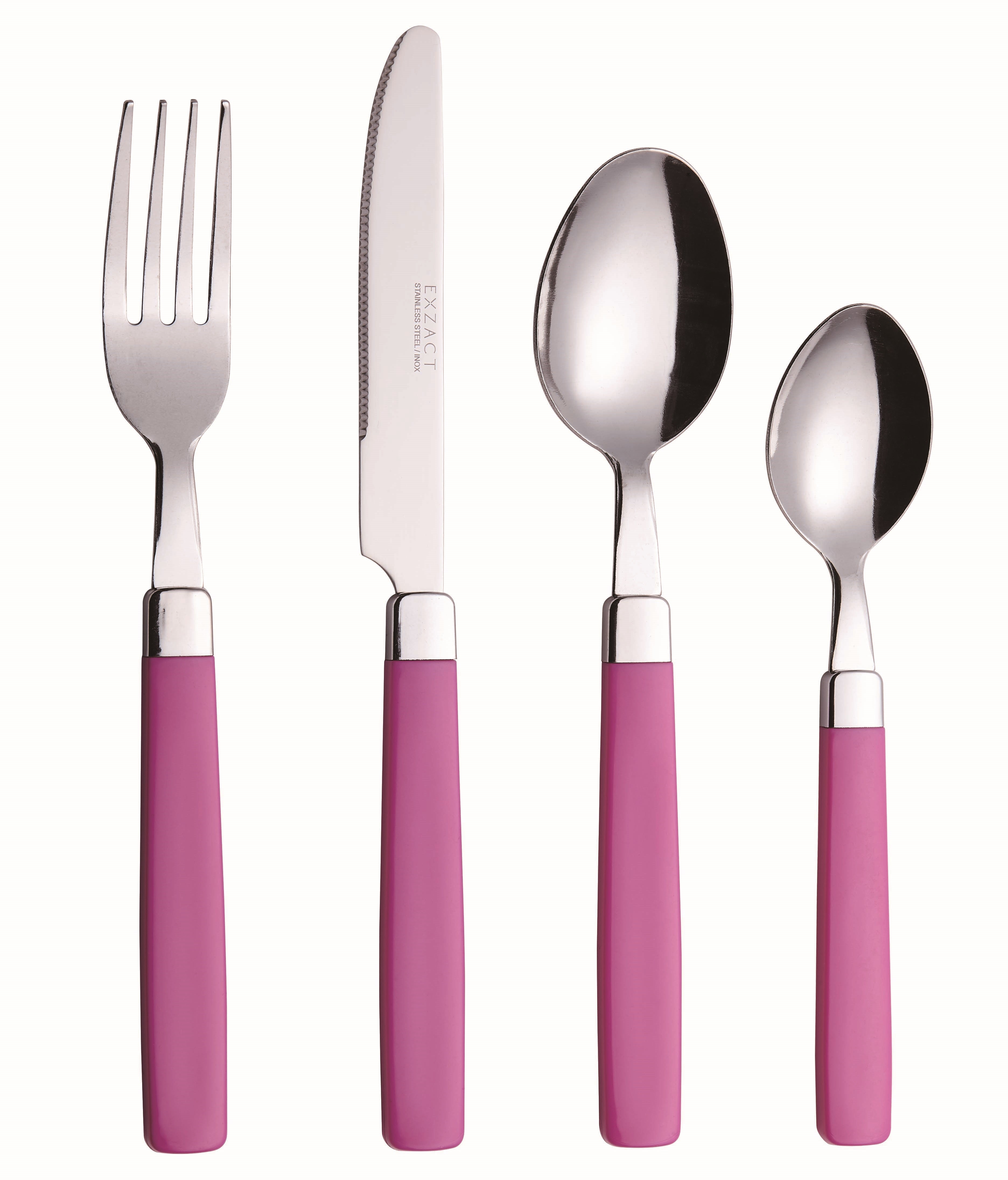 EXZACT Cutlery Set 16pcs Stainless Steel - Coloured Handles - WF23