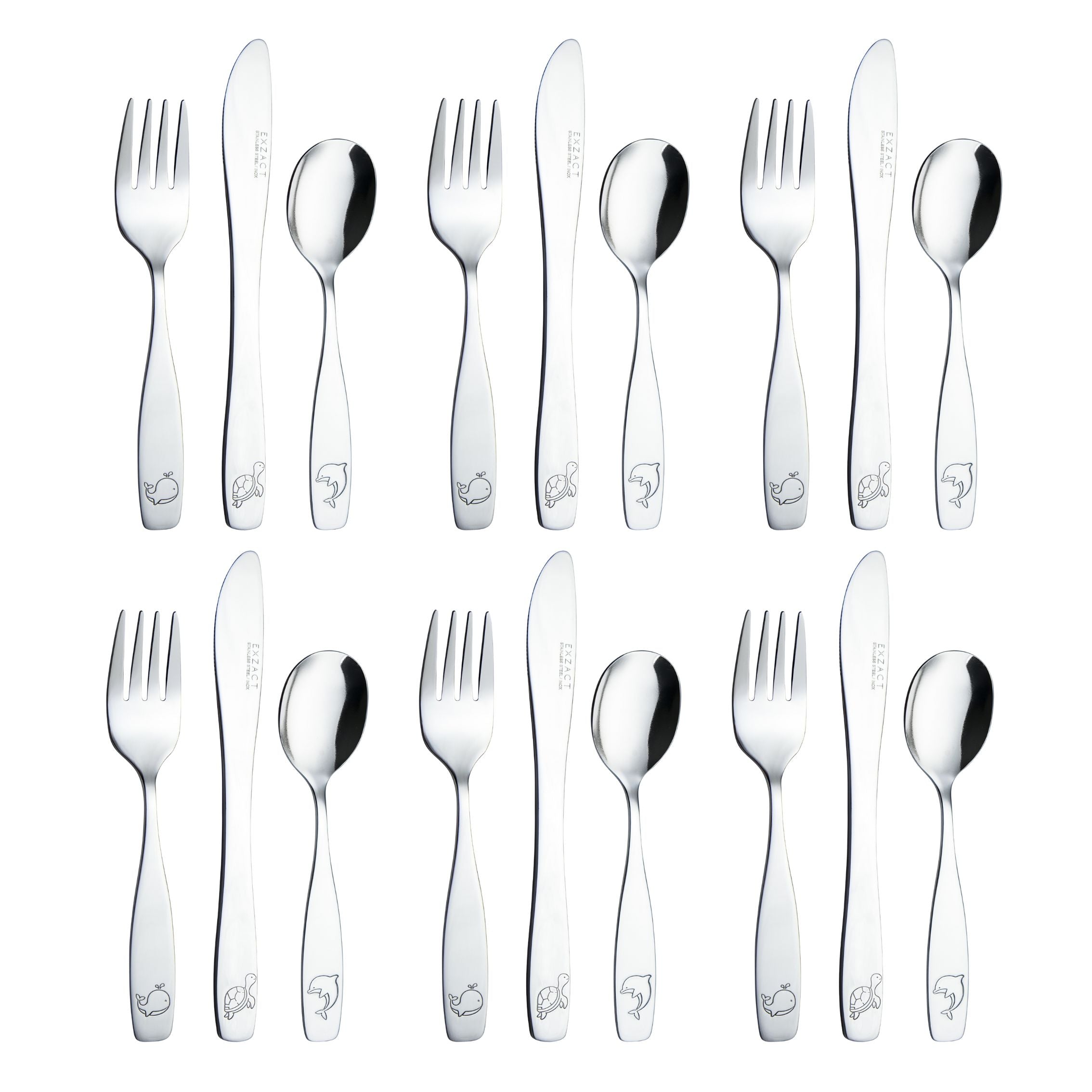 Exzact Childrens Cutlery Set 18pcs Stainless Steel -