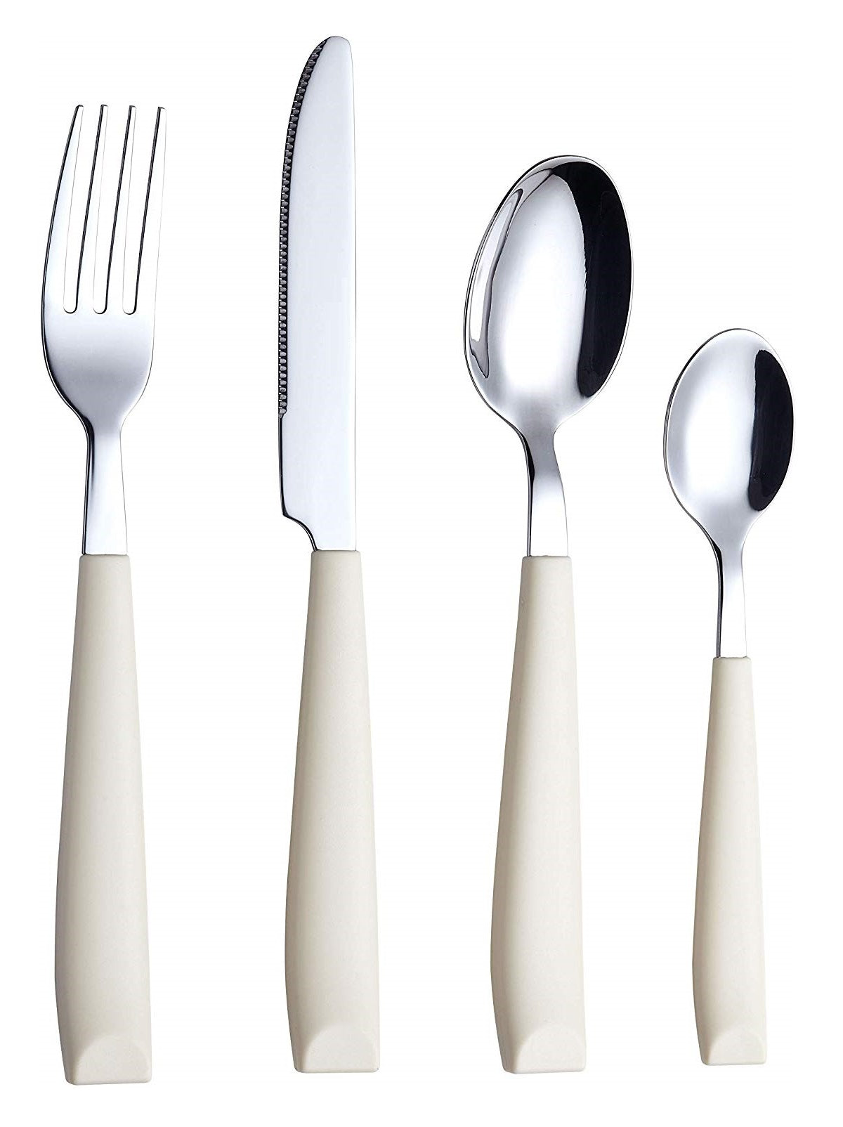 EXZACT Cutlery Set 16PCS - Stainless Steel with Plastic Wide Handles