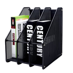Exerz Magazine Holder Triple Rack, Mesh Metal - 3 Compartments Vertical