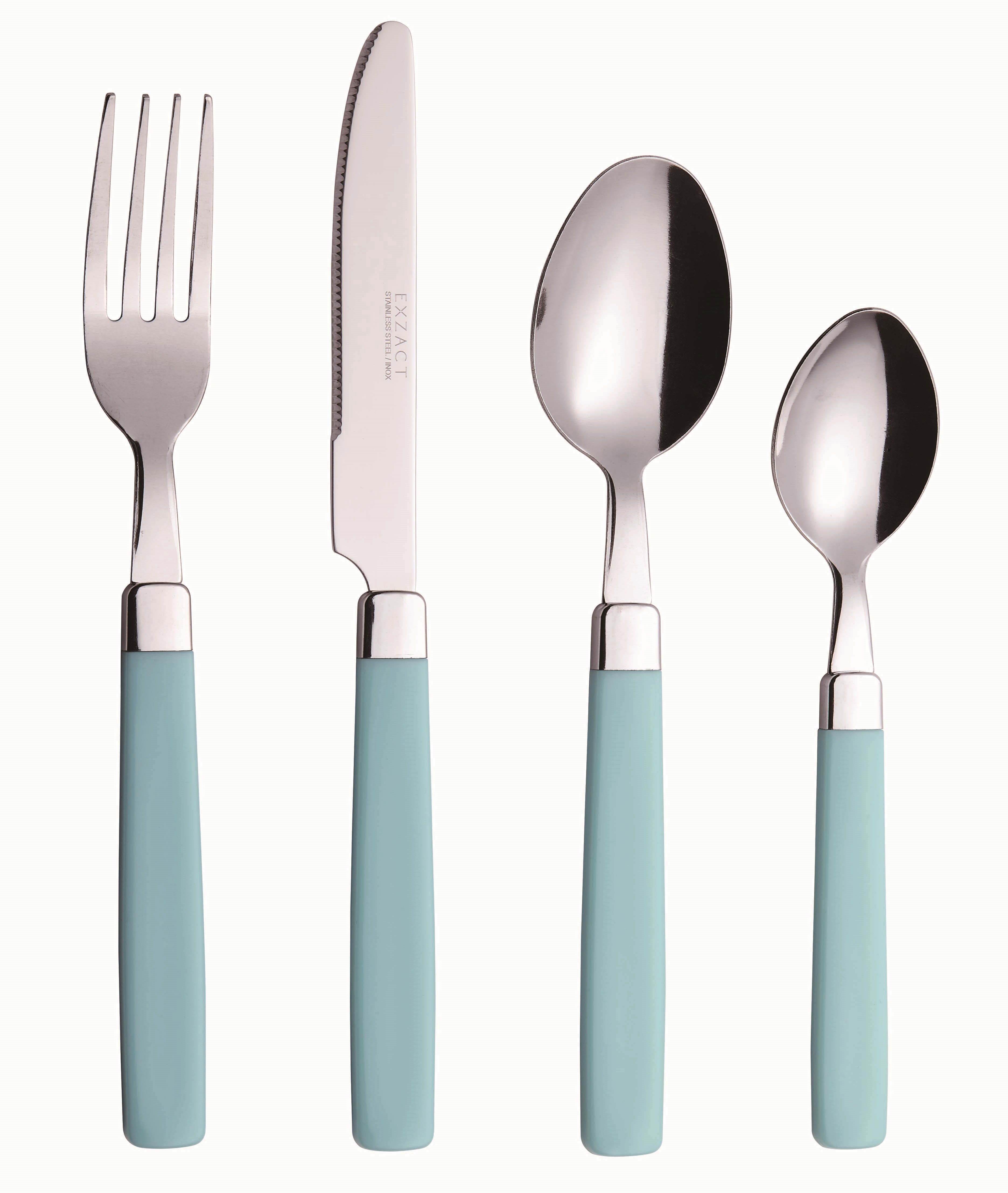 EXZACT Cutlery Set 16pcs Stainless Steel - Coloured Handles - WF23