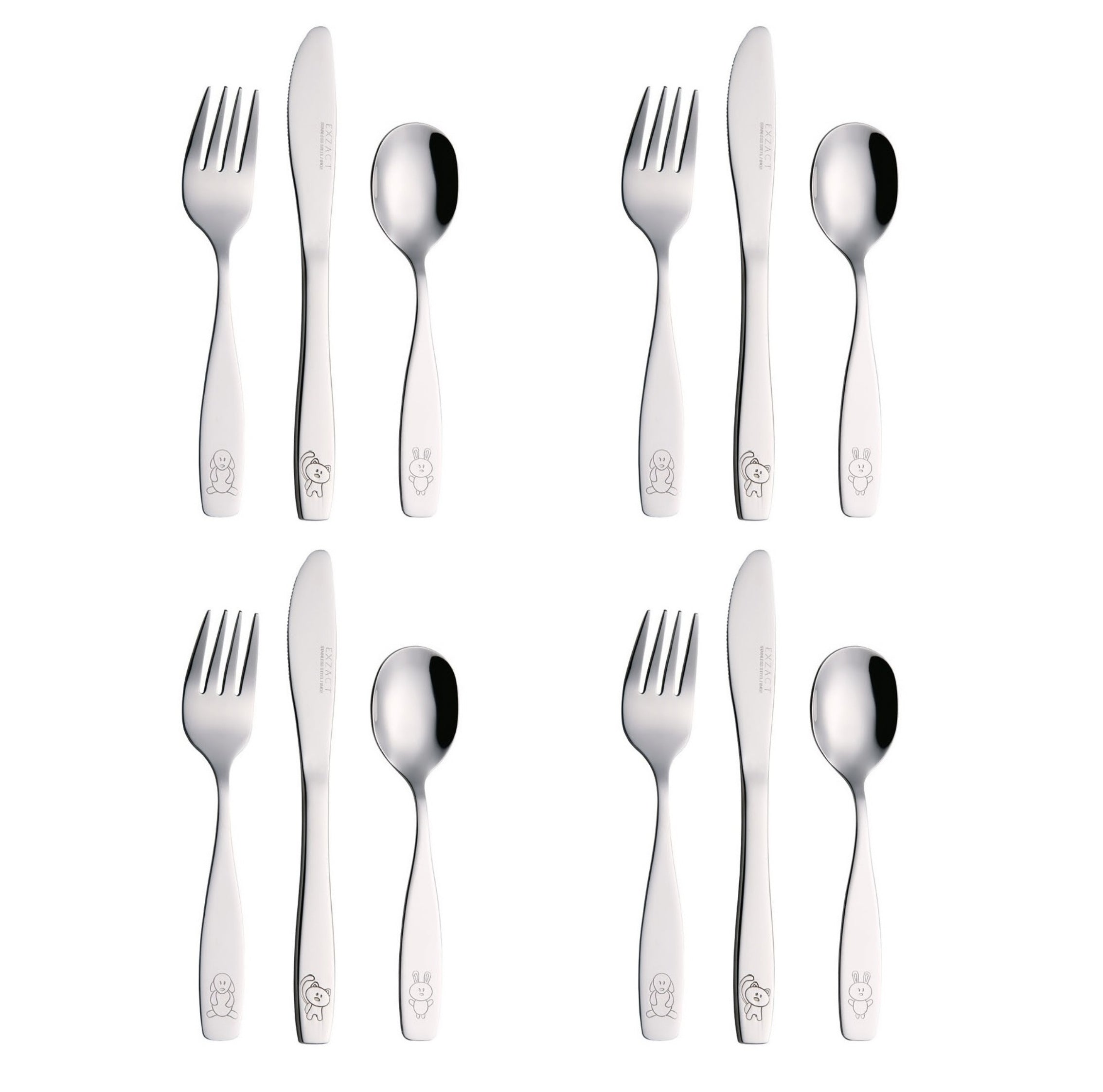 Exzact Children's Cutlery 12pcs Set Stainless Steel/Kids Cutlery
