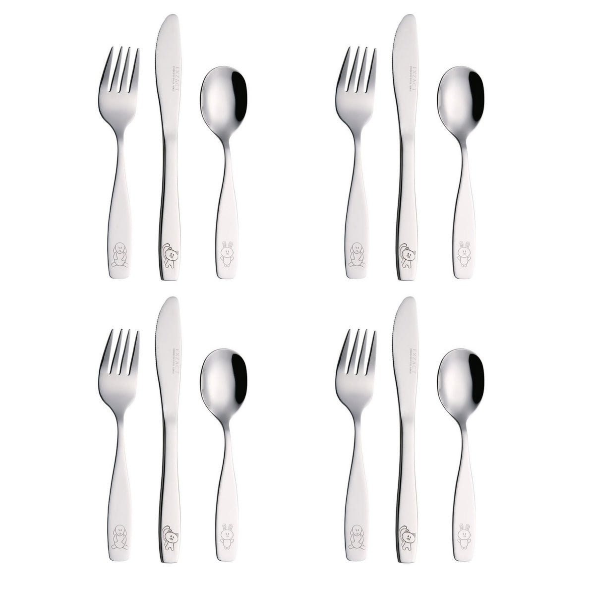 Exzact Children's Cutlery 12pcs Set Stainless Steel/Kids Cutlery