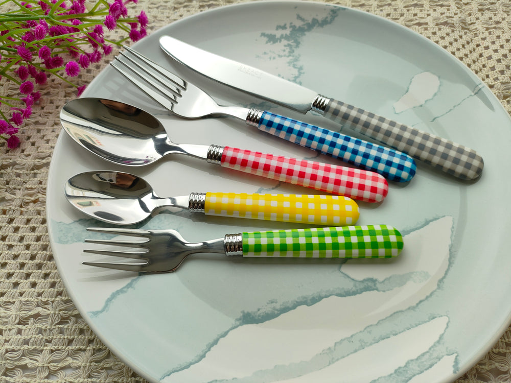 Exzact Cutlery Set 20pcs Stainless Steel Gingham Coloured Handles exzact-cutlery-set-20pcs-stainless-steel-gingham-coloured-handles
