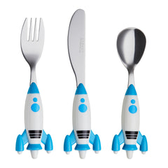 Exzact Childrens Cutlery 3pcs Set Stainless Steel/Kids Flatware (Spaceship)