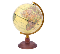 EXERZ  Antique Globe With a Wood Base - World Globe Rotating Vintage Decorative