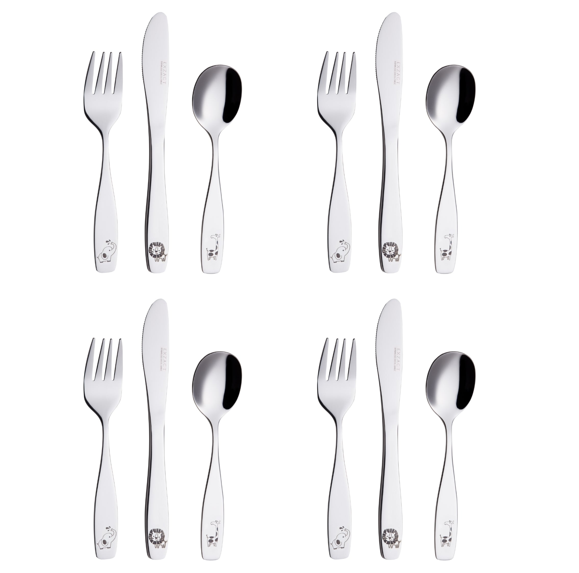 Exzact Children's Cutlery 12pcs Set Stainless Steel/Kids Cutlery