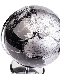 Exerz World Globe With a Metal Base- Metallic Black