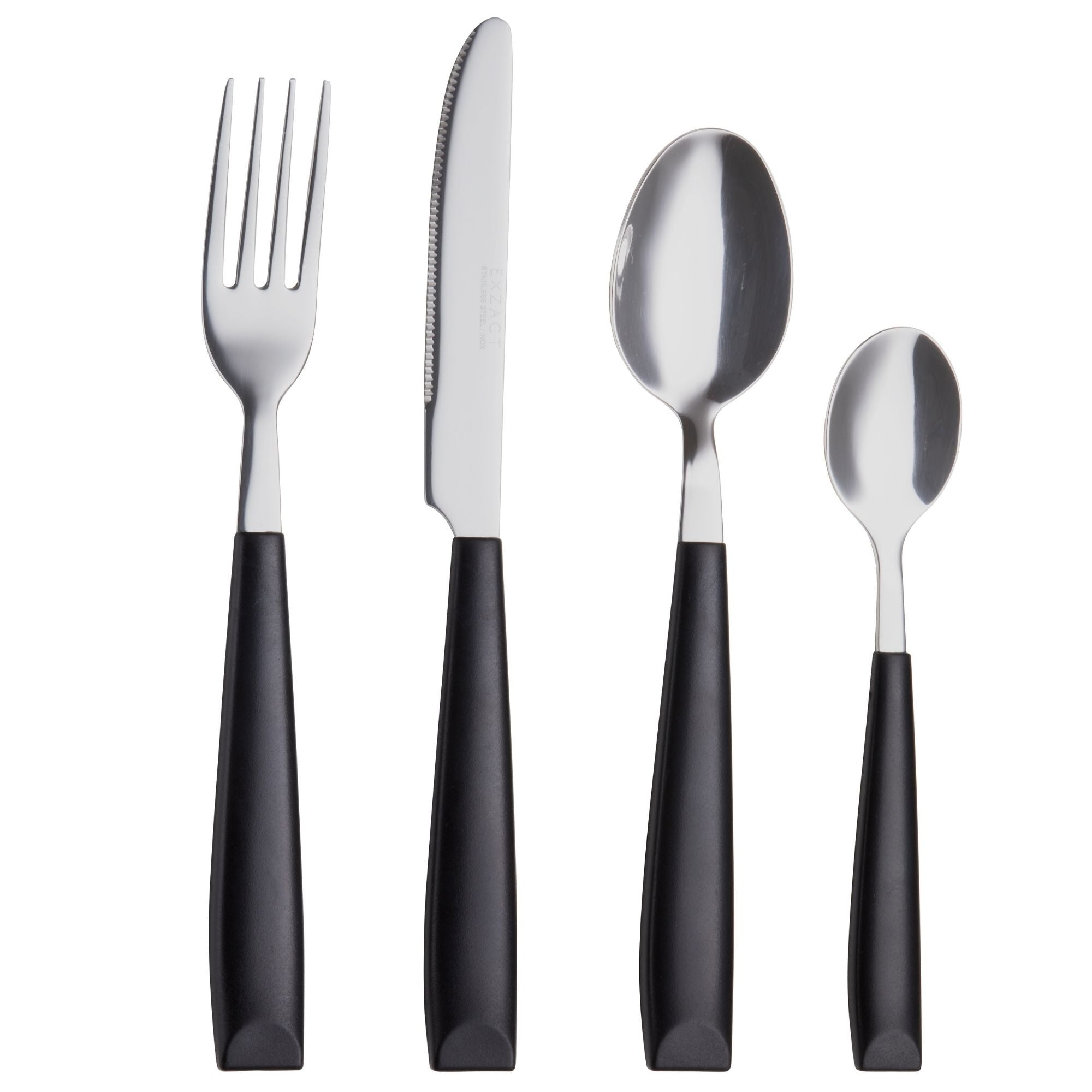 EXZACT Cutlery Set 16PCS - Stainless Steel with Plastic Wide Handles