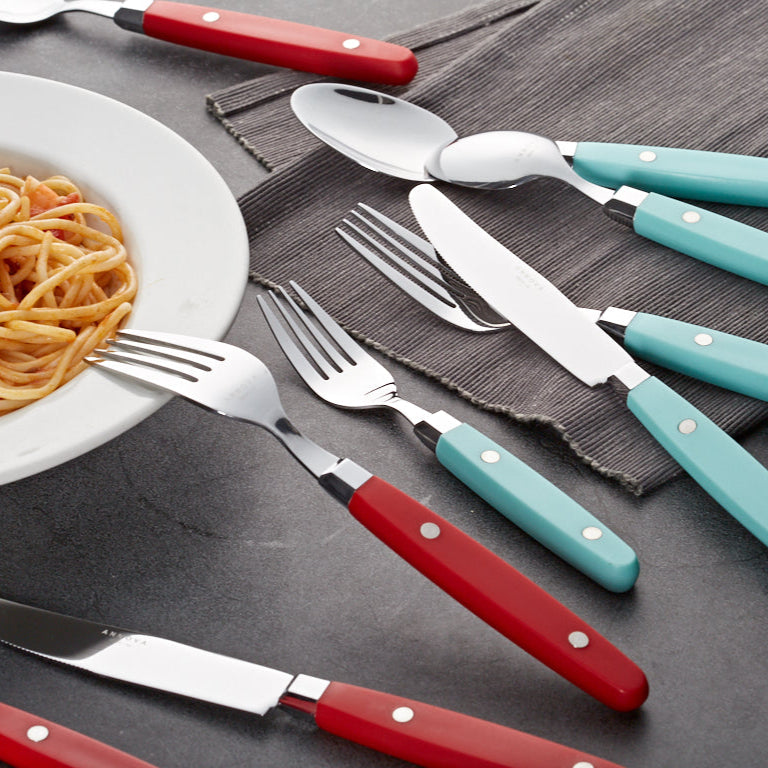 EXZACT Cutlery Set 24pcs Stainless Steel - with Rivet Craft Handles/Retro Style Flatware