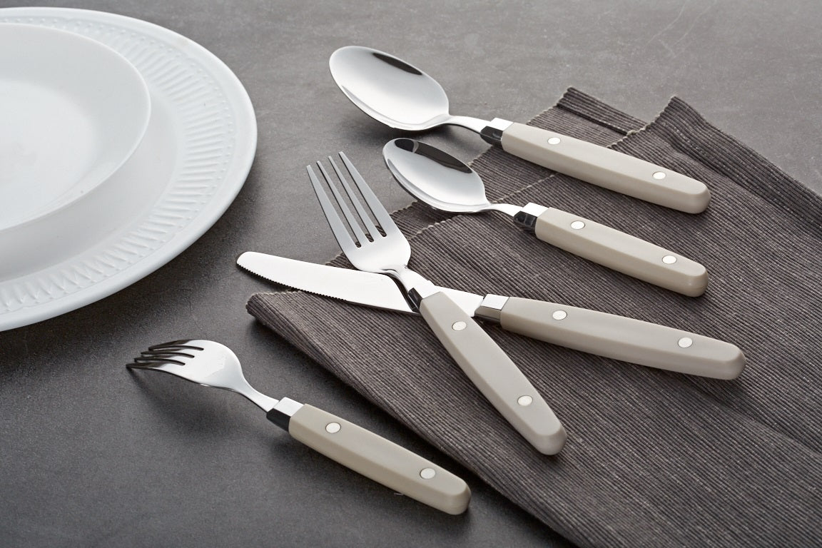 EXZACT Cutlery Set 24pcs Stainless Steel - with Rivet Craft Handles/Retro Style Flatware