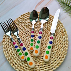 Exzact Cutlery Set 20pcs Polka Dot, Stainless Steel Mirror Polished, Service for 4