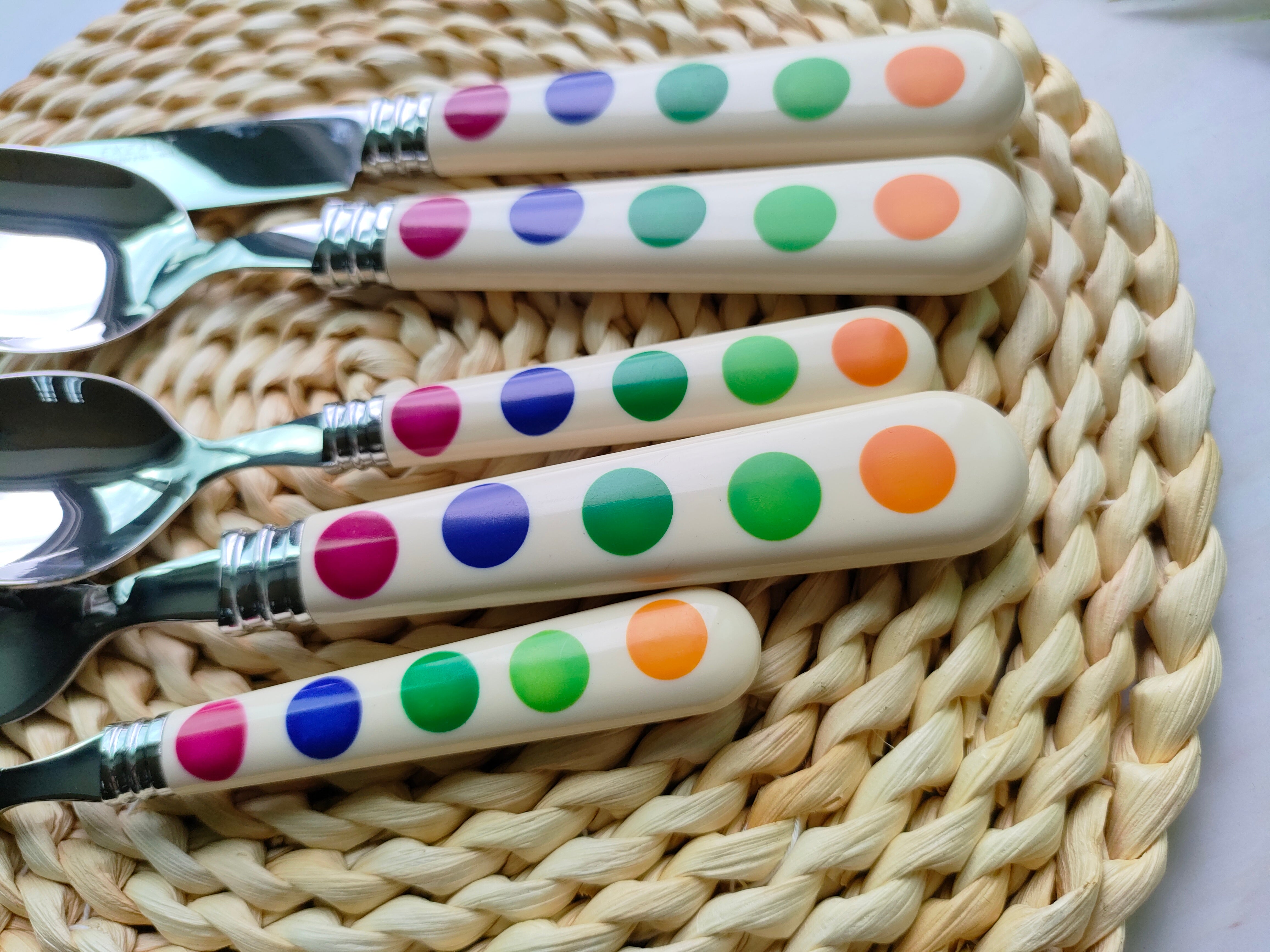 Exzact Cutlery Set 20pcs Polka Dot, Stainless Steel Mirror Polished, Service for 4