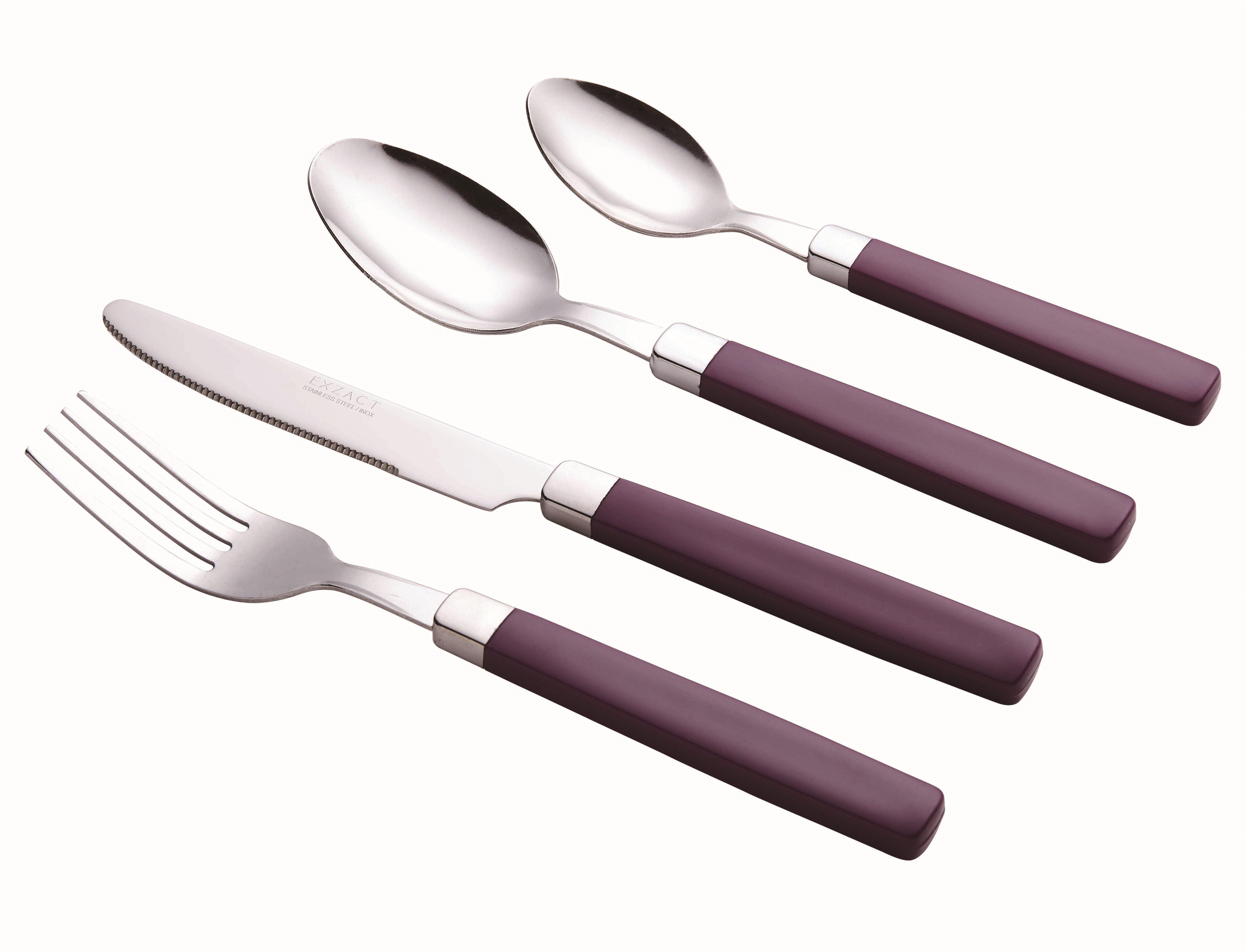 EXZACT Cutlery Set 16pcs Stainless Steel - Coloured Handles - WF23