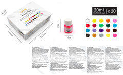 Artme Fabric Paint Set 20 Colours 20ml x 20 - Wash-safe