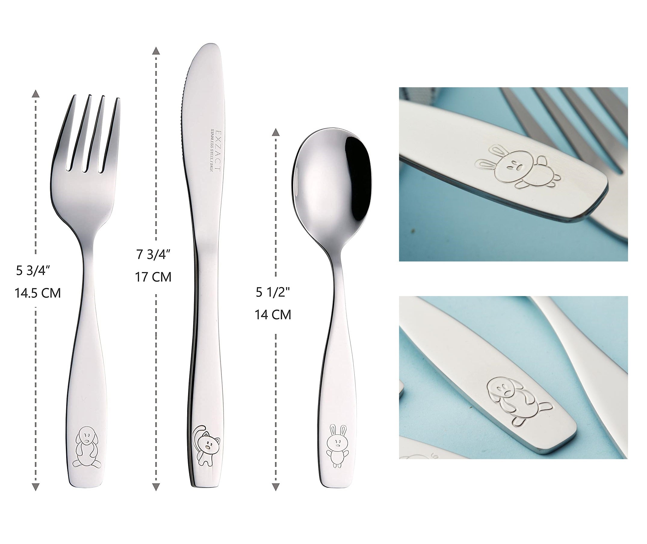 Exzact Children's Cutlery 12pcs Set Stainless Steel/Kids Cutlery