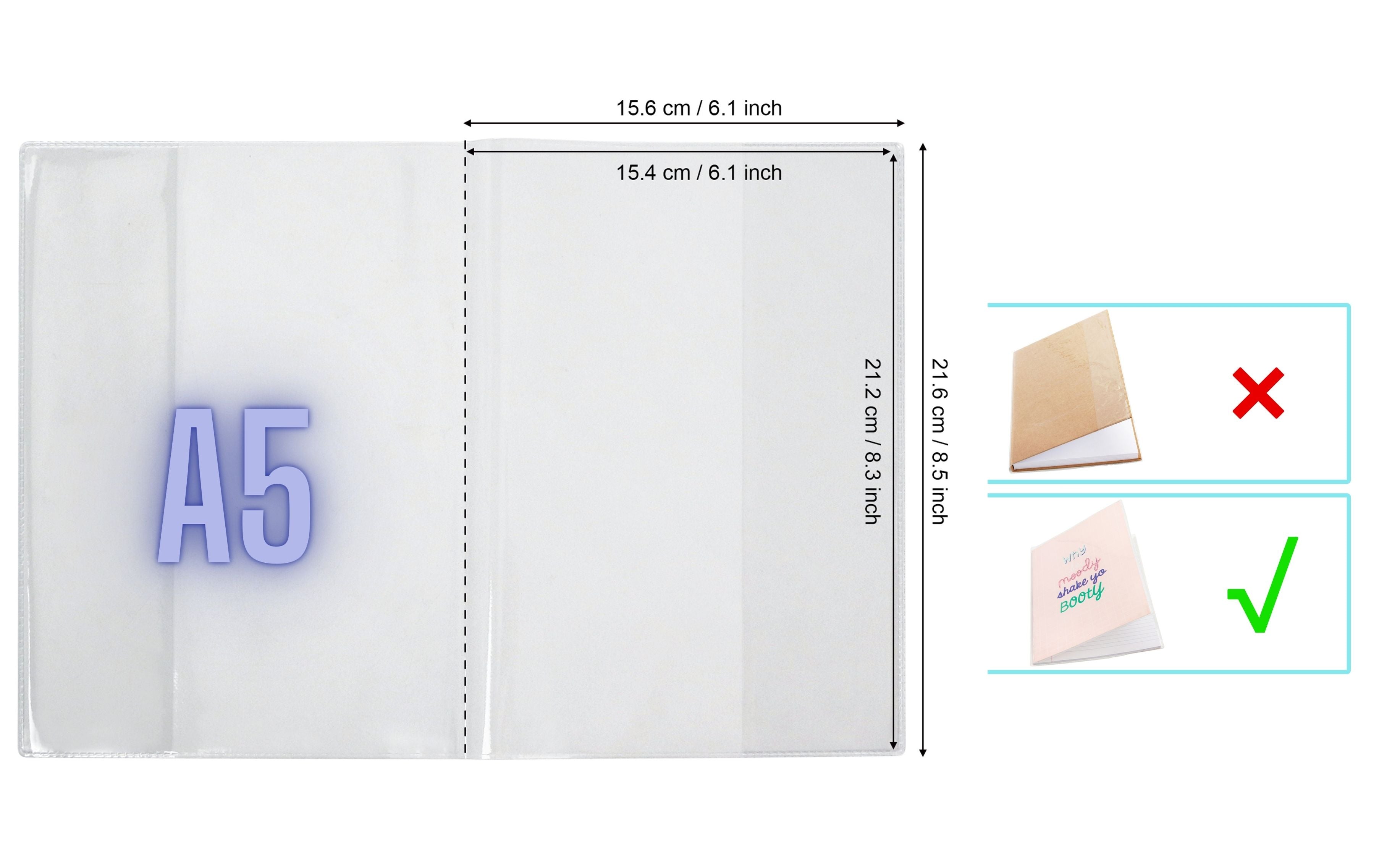 EXERZ A5 Exercise Book Covers 20 Pack Clear PVC for Notebooks