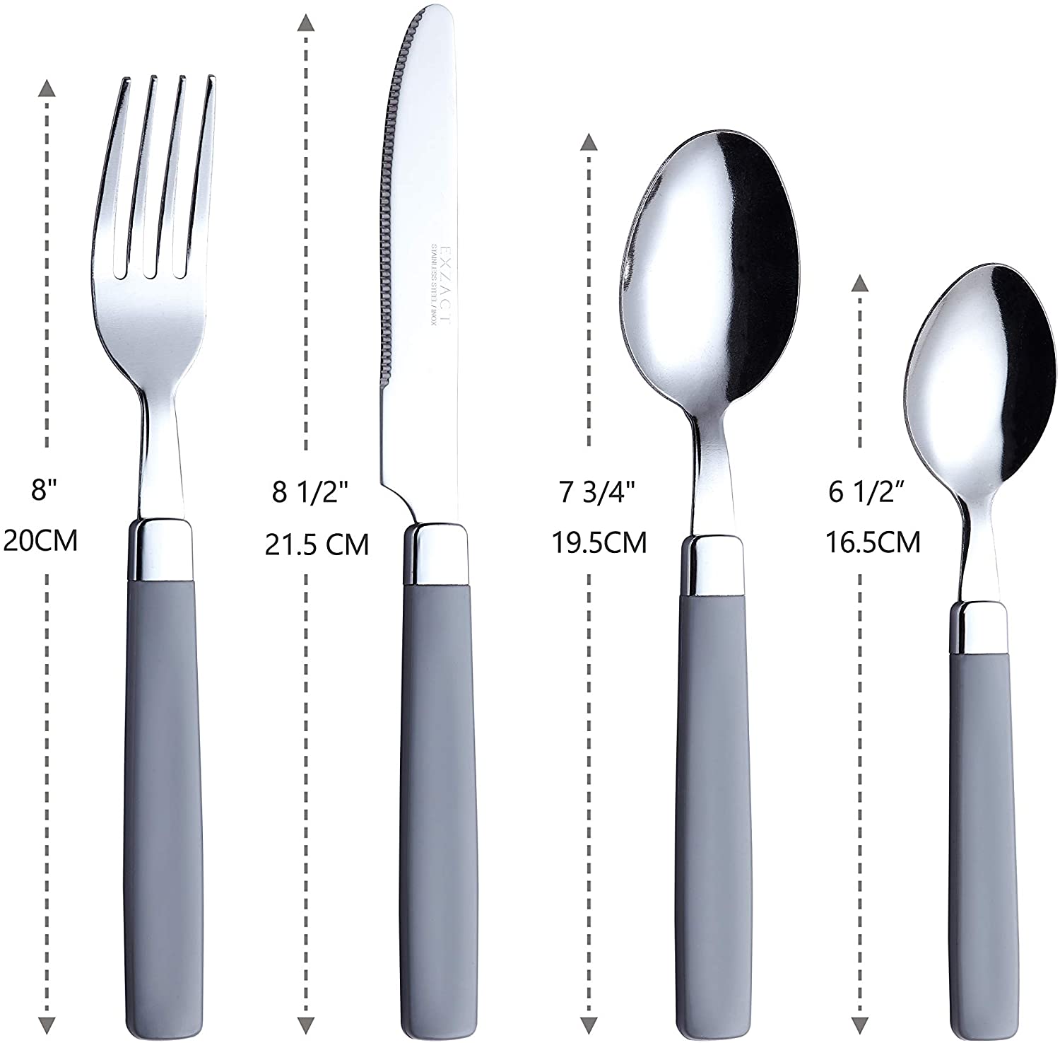 EXZACT Cutlery Set 16pcs Stainless Steel - Coloured Handles - WF23