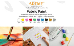 Artme Fabric Paint Set 10 Colours 20ml x10 - Wash-Safe
