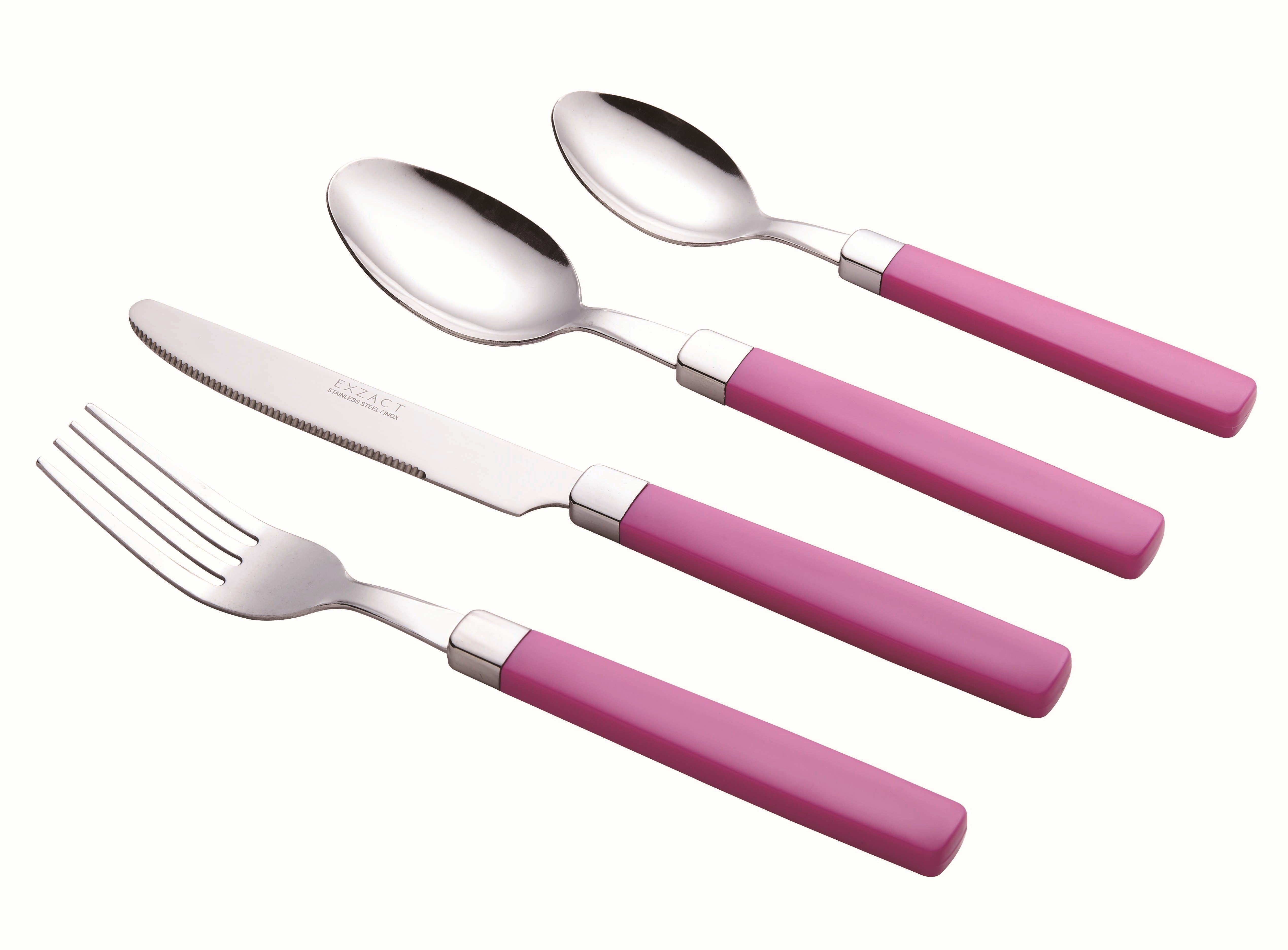 EXZACT Cutlery Set 16pcs Stainless Steel - Coloured Handles - WF23